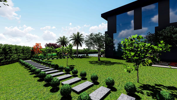 Havuz çevresi peyzaj düzenlemesi